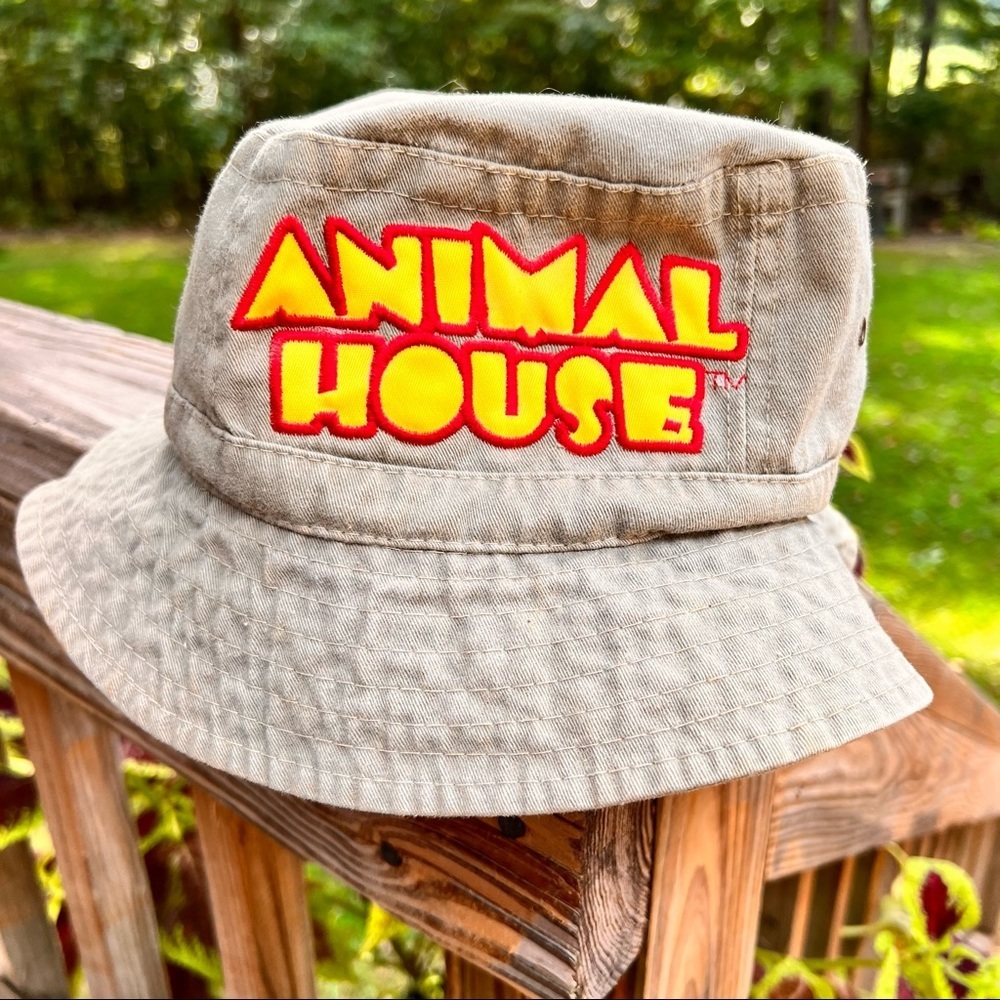 Rare Vintage Animal House Bucket Hat dated 1998, Embroidered Letters, EC